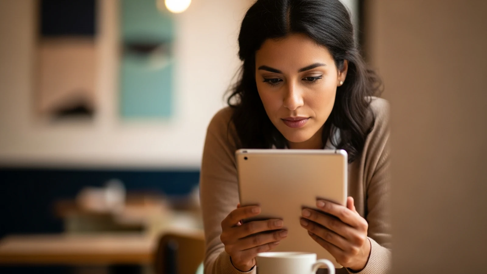 Emprendedora analizando ideas de negocios rentables en una laptop