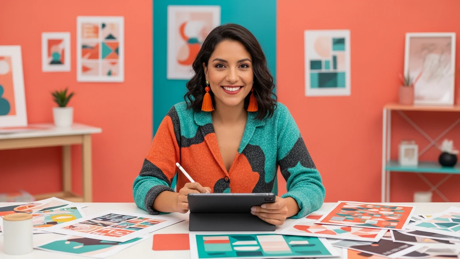 Emprendedora creando productos digitales para vender online