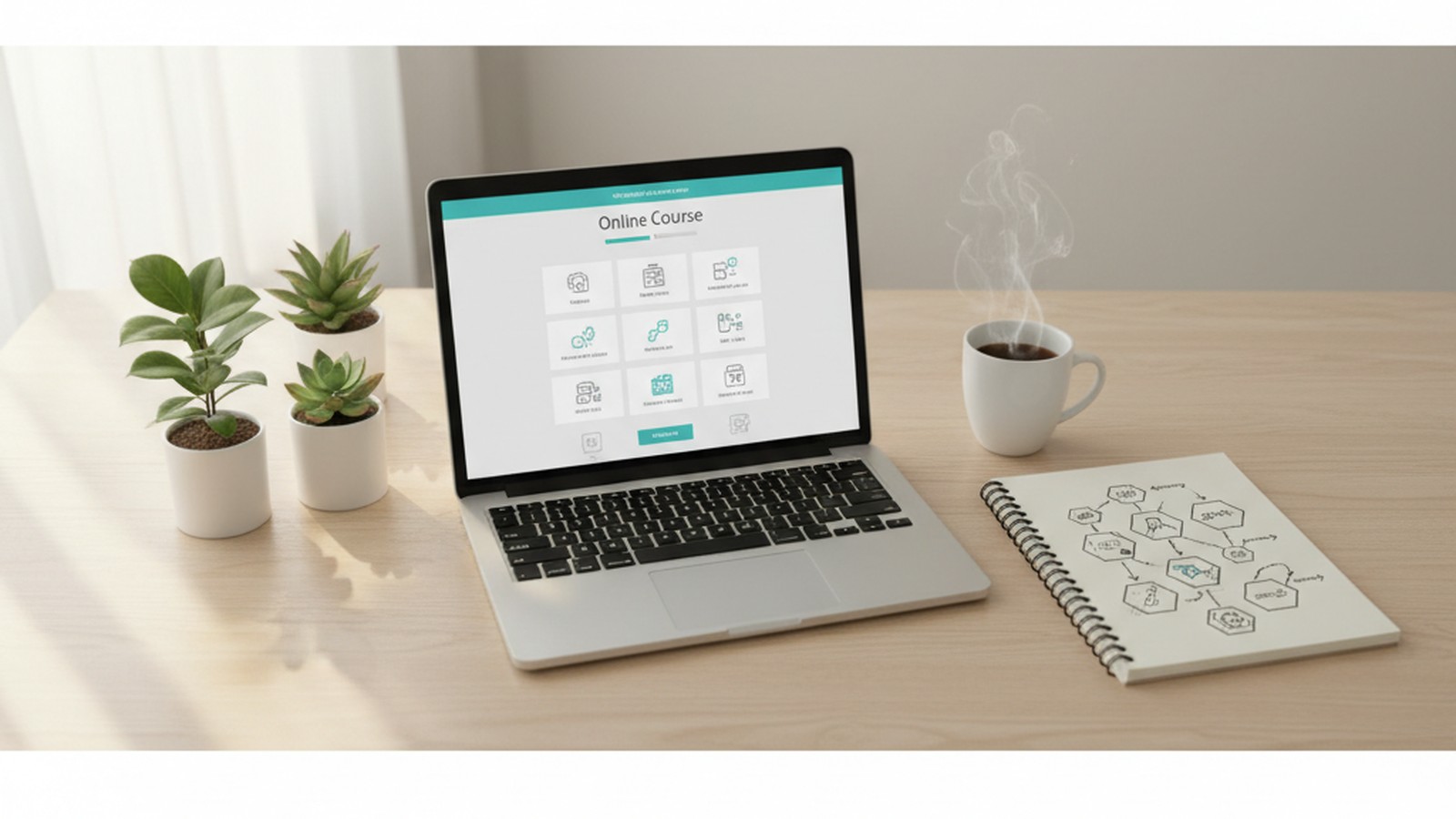 Infoproductos guía completa: creador latinoamericano frente a laptop con academia digital propia