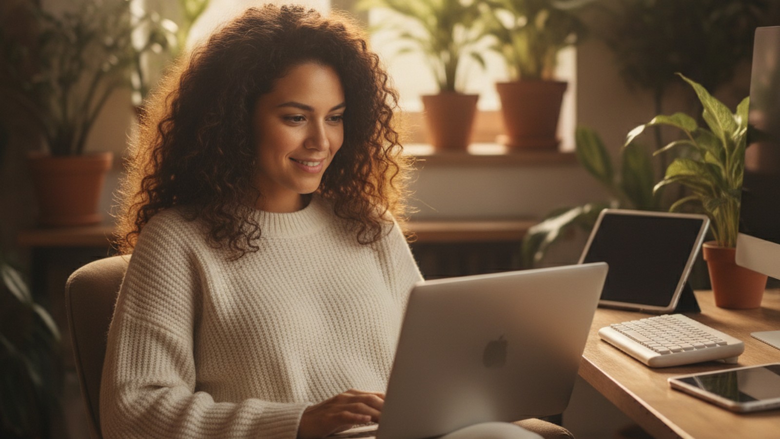 Creador eligiendo una plataforma para creadores de contenido desde su laptop